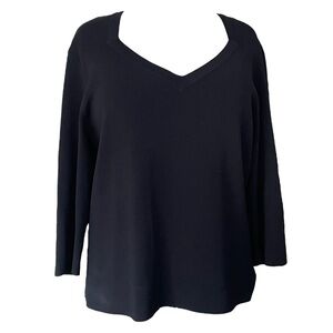 DANA BUCHMAN Classic navy Blue 3/4 sleeve square neck Top 3X NWOT